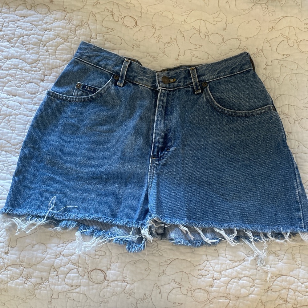 Lee Blue Jean Shorts with Frayed Hem